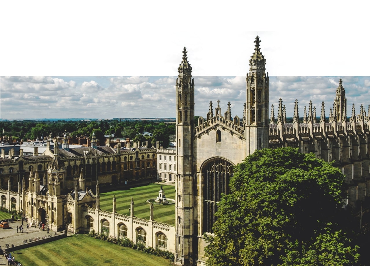 Aerial view of University of Cambridge.